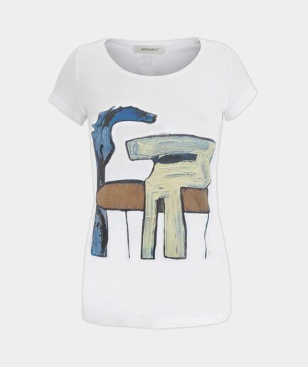 slim fit white t-shirt with abstract print