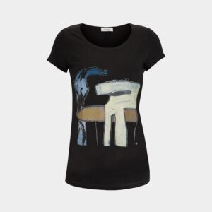 slim fit black t-shirt with abstract print