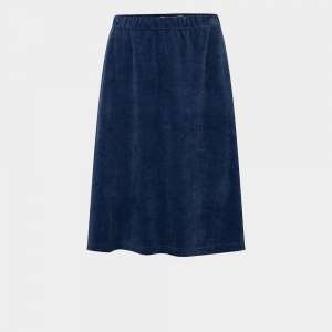 blue velvet flared skirt
