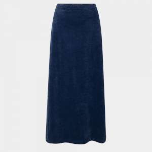 blue long velvet skirt