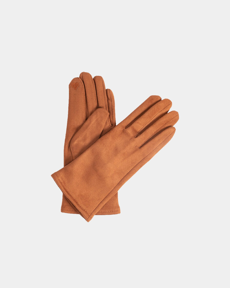 Cognac Stretch Gloves Suedine