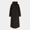black long padded coat with hood front