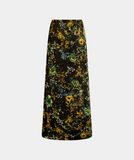 maxi skirt with flowerly print in green