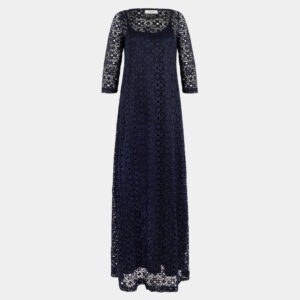 navy lace dress long front
