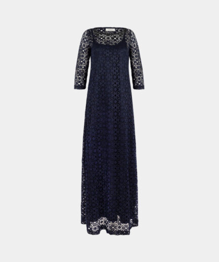 navy lace dress long front
